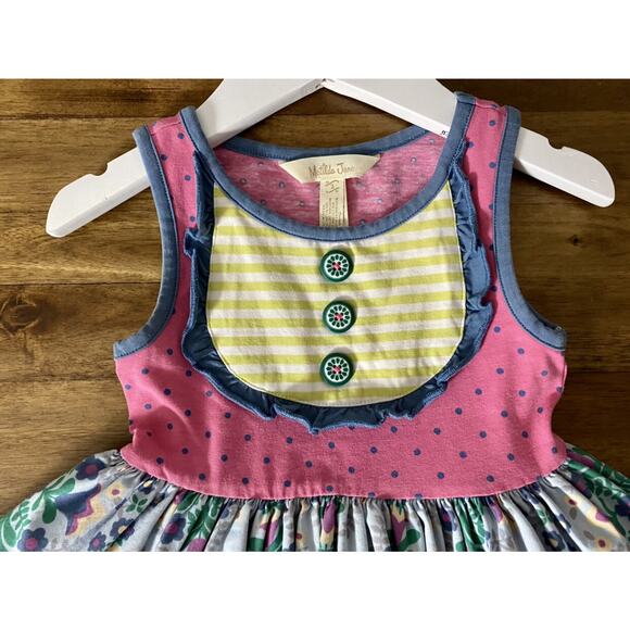 Matilda Jane Make Believe Put On A Cookie Show Pink Blue Floral Polka Dot Dress - Picture 3 of 7